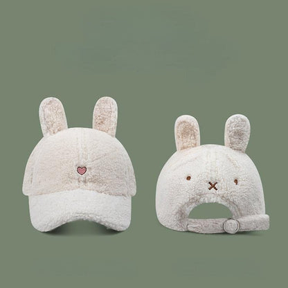 Bunny Rabbit Ear Fluffy Cap - Beige / Adjustable（57-62cm） -