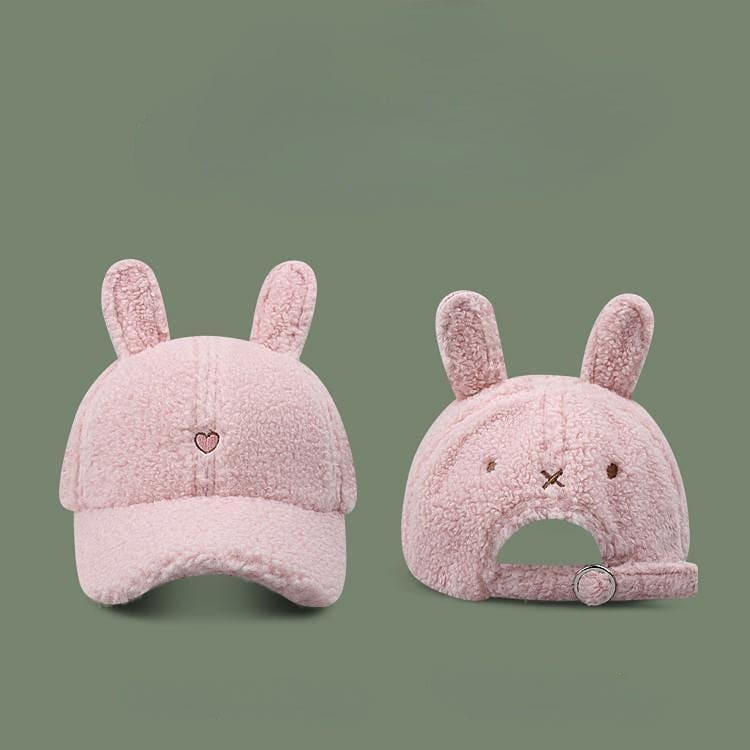 Bunny Rabbit Ear Fluffy Cap - Pink / Adjustable（57-62cm） -