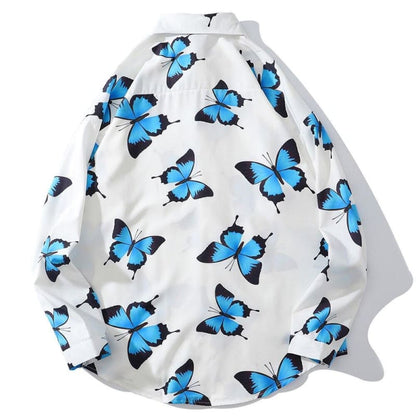 Butterfly Print Long Sleeves Shirt MK0464 - KawaiiMoriStore