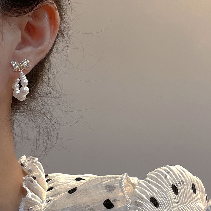 Butterfly with Pearl Earrings - Silver Earrings - earrings