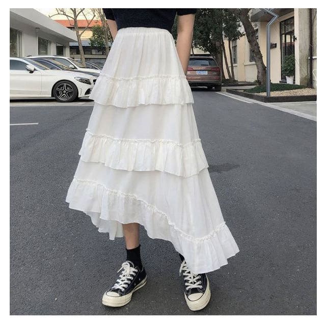 Carol - Midi Long Ruffled Skirt - Skirt