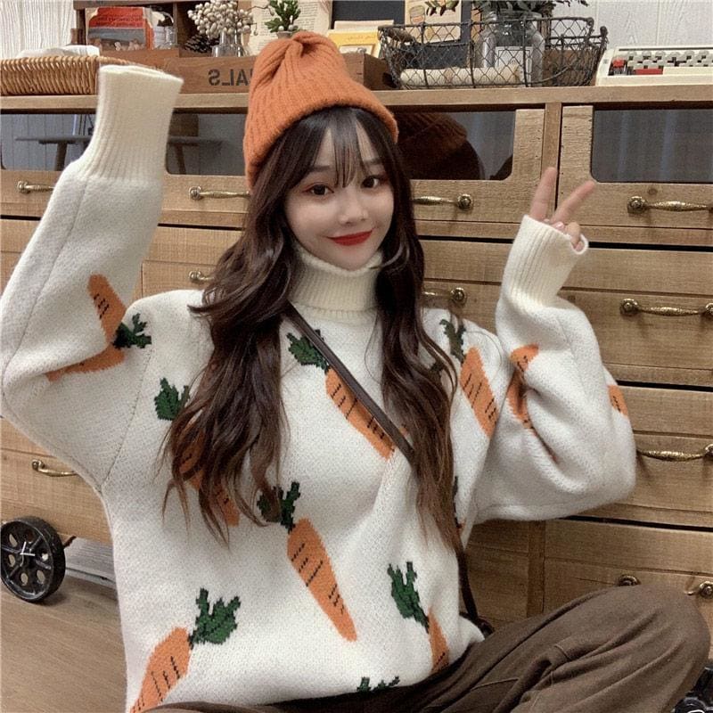 Carrot Turtleneck Sweater MM1000 - KawaiiMoriStore