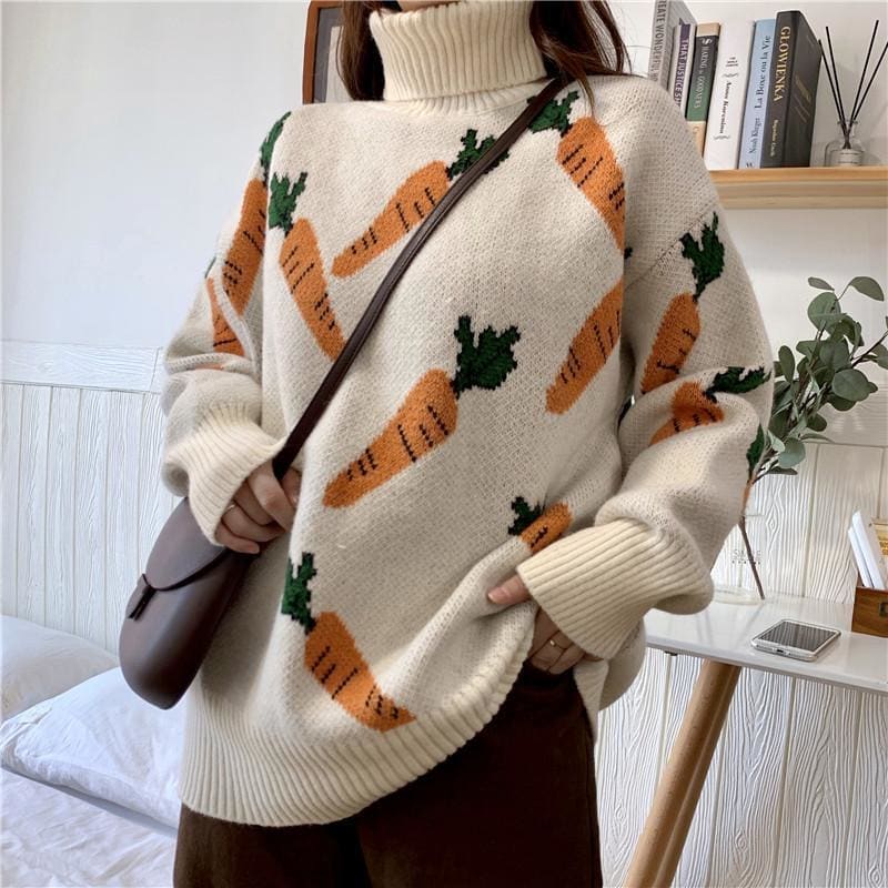 Carrot Turtleneck Sweater MM1000 - KawaiiMoriStore