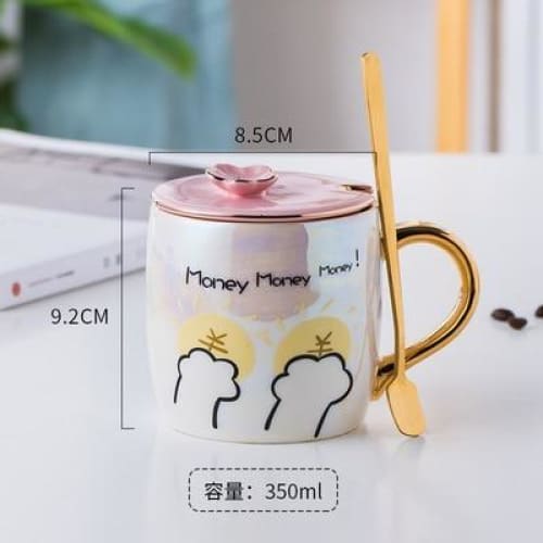 Cartoon Ceramics Cat Mug With Lid and MKoon MK14946 - KawaiiMoriStore