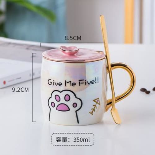 Cartoon Ceramics Cat Mug With Lid and MKoon MK14946 - KawaiiMoriStore