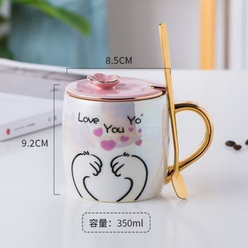 Cartoon Ceramics Cat Mug With Lid and MKoon MK14946 - KawaiiMoriStore