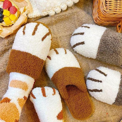 Cartoon Cute Cat Paw Plush Slippers MK15575 - KawaiiMoriStore