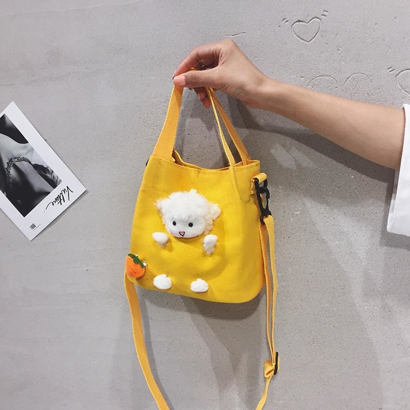 Cartoon Lamb Doll Canvas Cross Body Bag MK0519 - KawaiiMoriStore