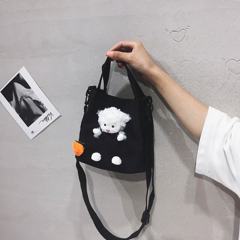 Cartoon Lamb Doll Canvas Cross Body Bag MK0519 - KawaiiMoriStore