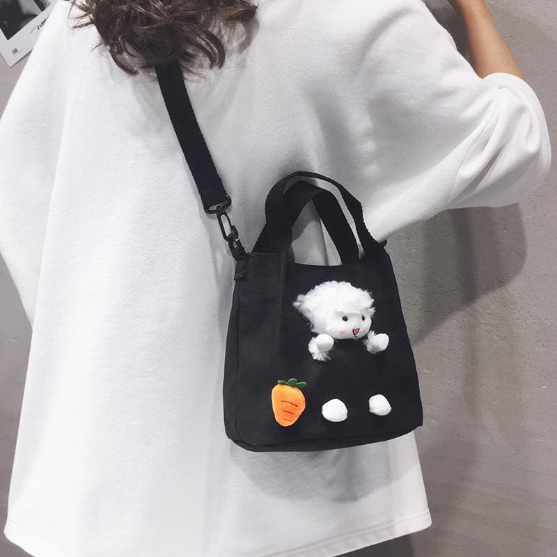 Cartoon Lamb Doll Canvas Cross Body Bag MK0519 - KawaiiMoriStore