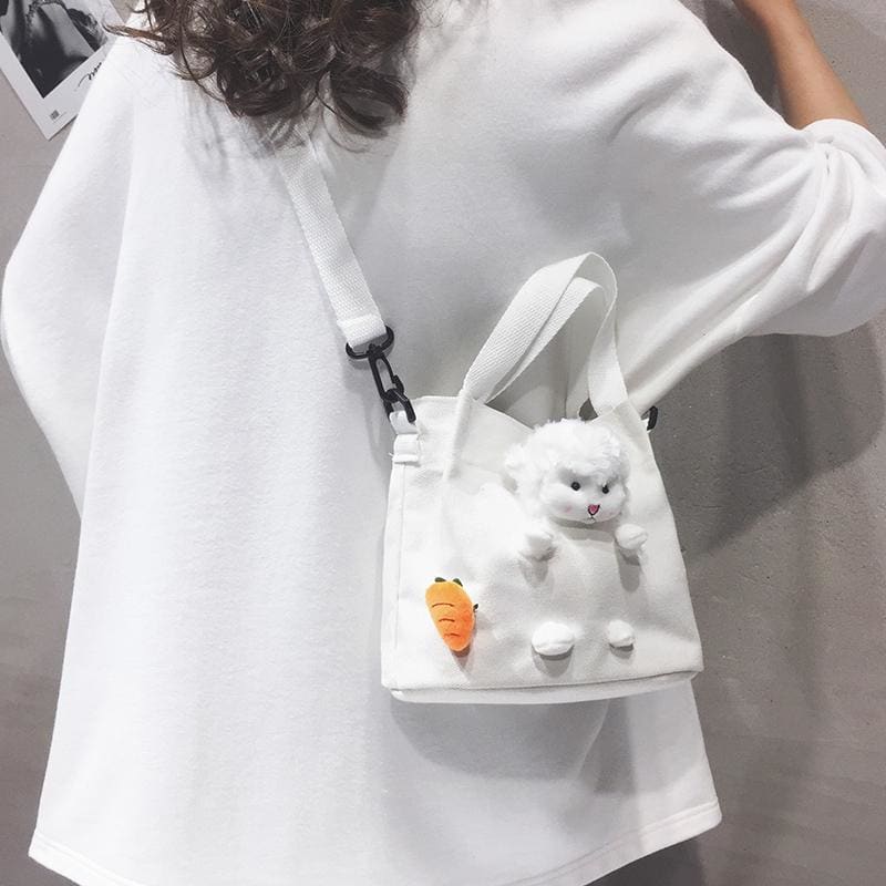 Cartoon Lamb Doll Canvas Cross Body Bag MK0519 - KawaiiMoriStore