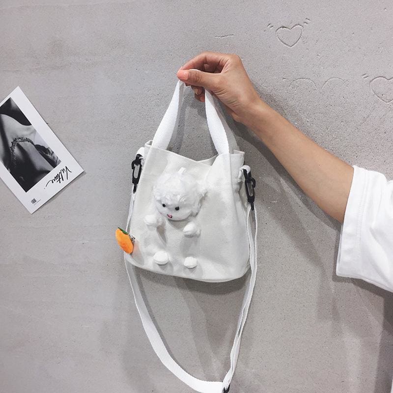 Cartoon Lamb Doll Canvas Cross Body Bag MK0519 - KawaiiMoriStore