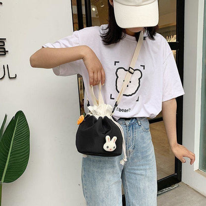 Cartoon Little Rabbit Drawing Rope Crossbody Bag MK15103 - KawaiiMoriStore