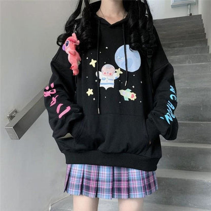 Cartoon Monogram Hoodie Pullover MK15264 - KawaiiMoriStore