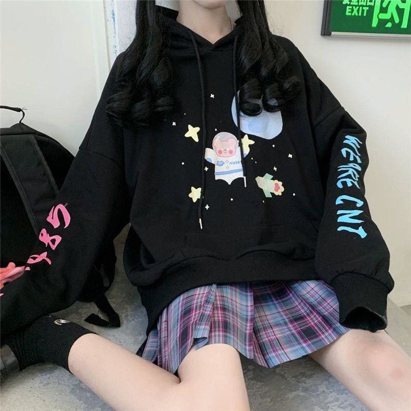 Cartoon Monogram Hoodie Pullover MK15264 - KawaiiMoriStore