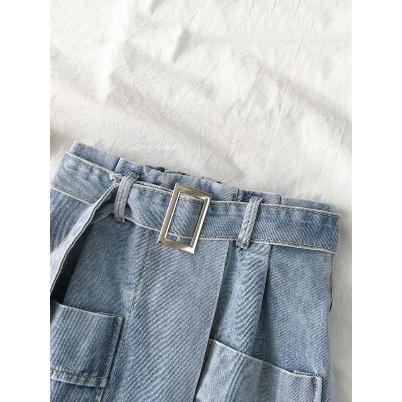 Casual High Waist A-Line Short Denim Jean Skirt MK14907 - KawaiiMoriStore