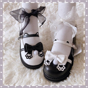 Cat Claw Ears Bow Buckle Lolita Mary Janes Shoes MK15241 - KawaiiMoriStore