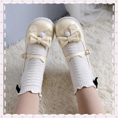 Cat Claw Ears Bow Buckle Lolita Mary Janes Shoes MK15241 - KawaiiMoriStore