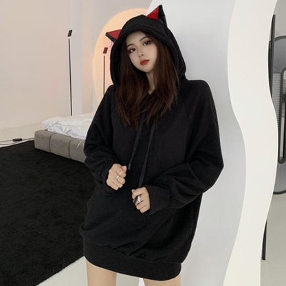 Cat Ears Oversized Hoodie MK15384 - KawaiiMoriStore