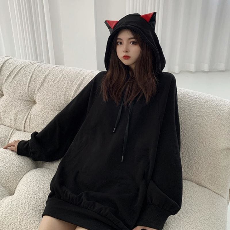 Cat Ears Oversized Hoodie MK15384 - KawaiiMoriStore