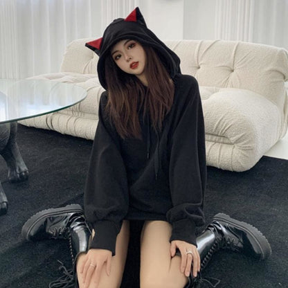 Cat Ears Oversized Hoodie MK15384 - KawaiiMoriStore