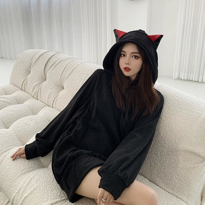 Cat Ears Oversized Hoodie MK15384 - KawaiiMoriStore