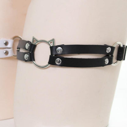 Cat Hollow Out Leather Thigh Harness MK168 - KawaiiMoriStore