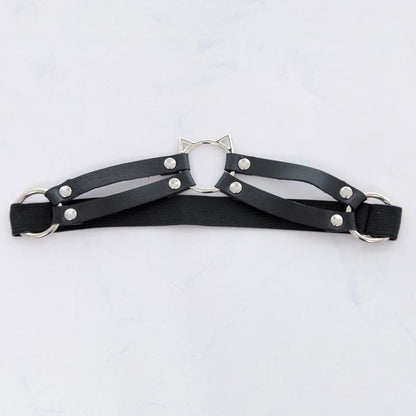 Cat Hollow Out Leather Thigh Harness MK168 - KawaiiMoriStore