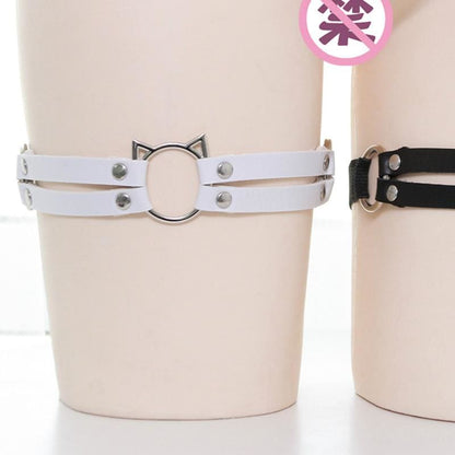 Cat Hollow Out Leather Thigh Harness MK168 - KawaiiMoriStore