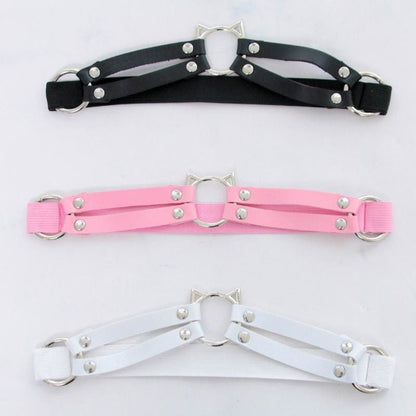 Cat Hollow Out Leather Thigh Harness MK168 - KawaiiMoriStore