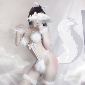 Cat Lingeries White Suit MK239 - KawaiiMoriStore