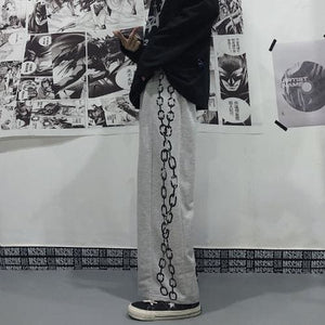Chain Printed Goth Wide Leg Pants - pants