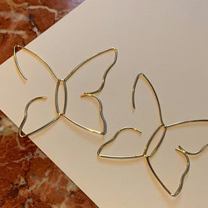 Chic Artsy Butterfly Silhouette Hoop Earrings MM0968 - KawaiiMoriStore