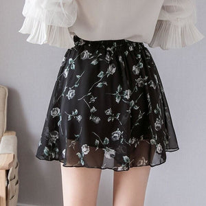 Chic Printed Chiffon Fashion Breathable Shorts Skirts MK15810 - KawaiiMoriStore
