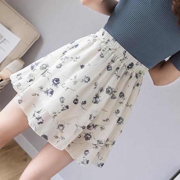 Chic Printed Chiffon Fashion Breathable Shorts Skirts MK15810 - KawaiiMoriStore