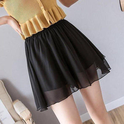 Chic Printed Chiffon Fashion Breathable Shorts Skirts MK15810 - KawaiiMoriStore