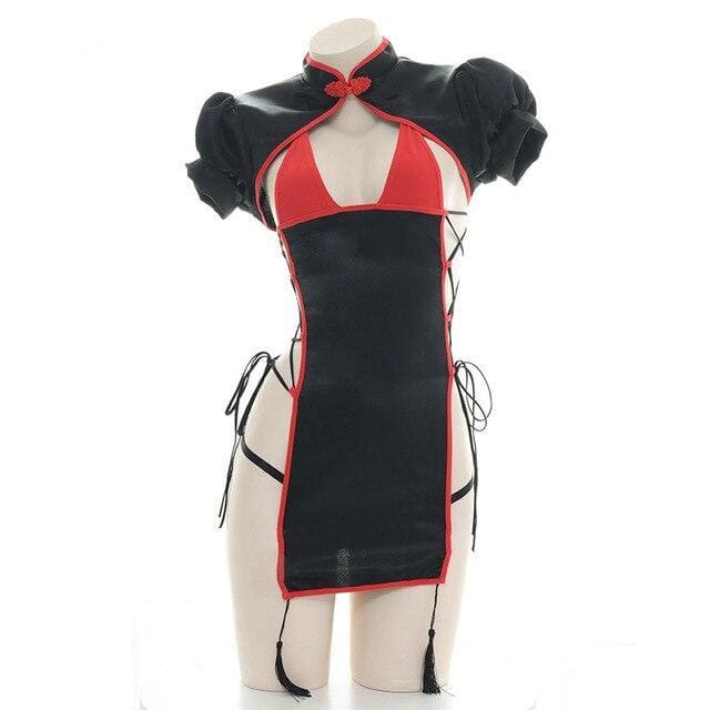 Chinese Style Retro High Slit Classic Improvement Cheongsam Underwear MK274 - KawaiiMoriStore