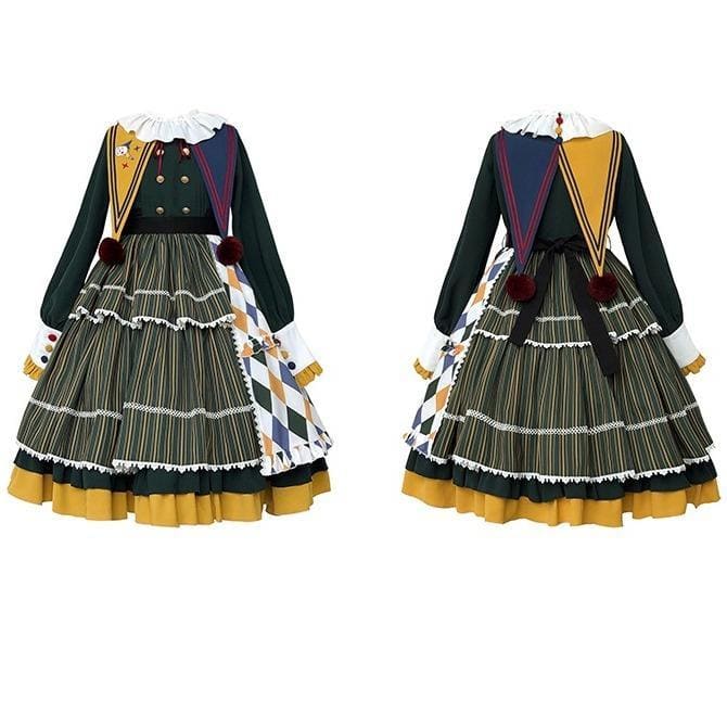 Clown Element Embroidery Contrast Color OP Lolita Dress MM1097 - KawaiiMoriStore