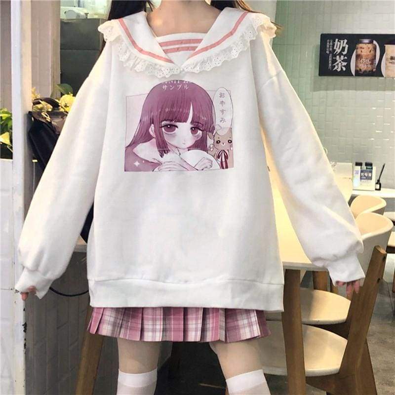 Comic Girl Printed Sweatshirt MM0934 - KawaiiMoriStore