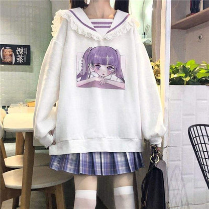 Comic Girl Printed Sweatshirt MM0934 - KawaiiMoriStore