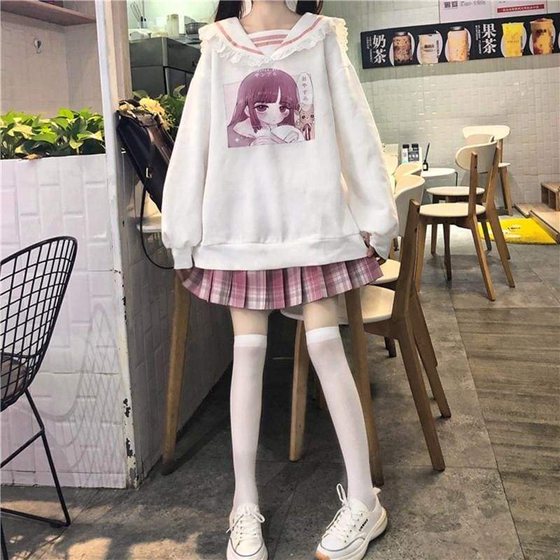 Comic Girl Printed Sweatshirt MM0934 - KawaiiMoriStore