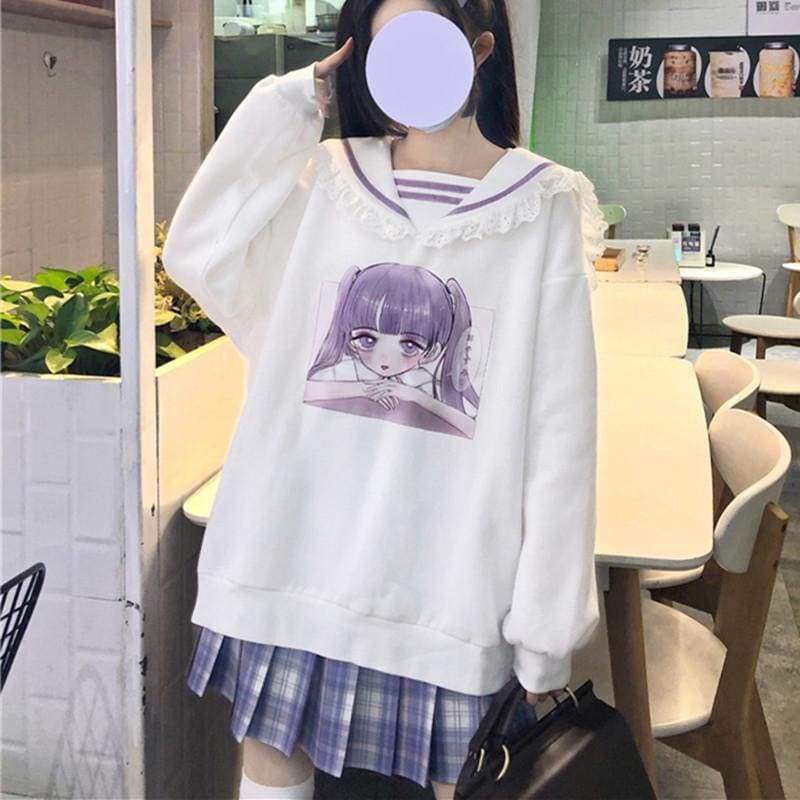 Comic Girl Printed Sweatshirt MM0934 - KawaiiMoriStore