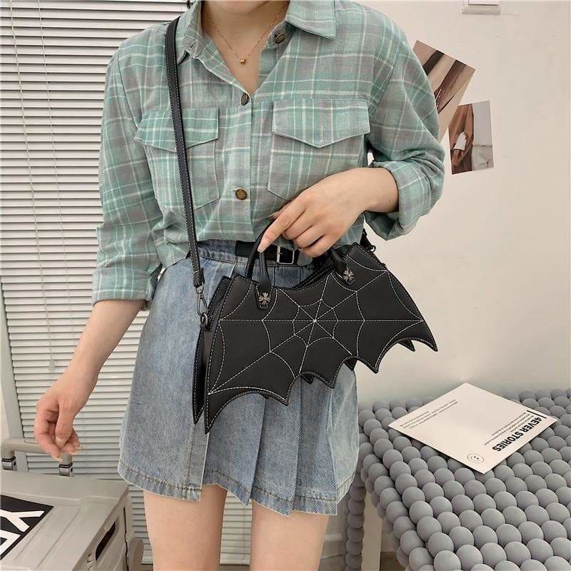 Cool Black Spider Web Bat Shoulder Hand Bag MK16090 - Bag