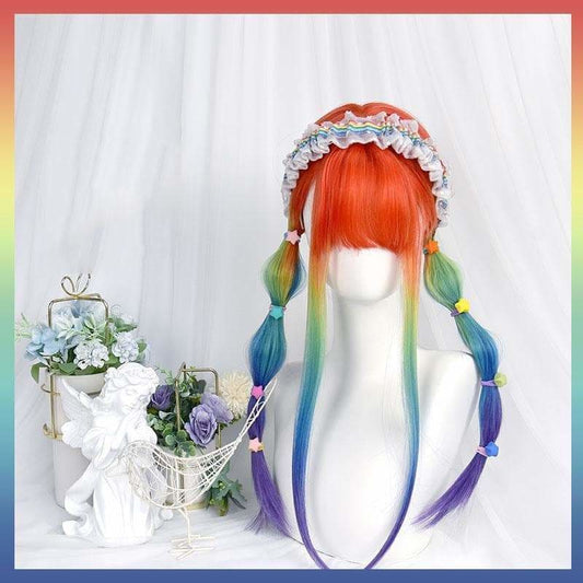 Cool Rainbow Style Long Straight Kawaii Wig MM1744 - Wig