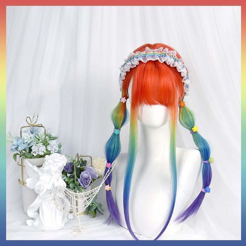 Cool Rainbow Style Long Straight Kawaii Wig MM1744 - Wig