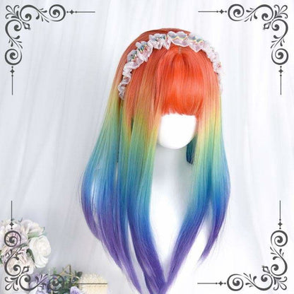 Cool Rainbow Style Long Straight Kawaii Wig MM1744 - Wig