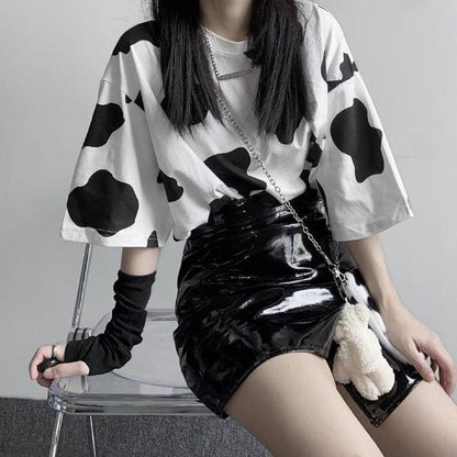 Cow Print Harajuku T-Shirt MK15722 - KawaiiMoriStore