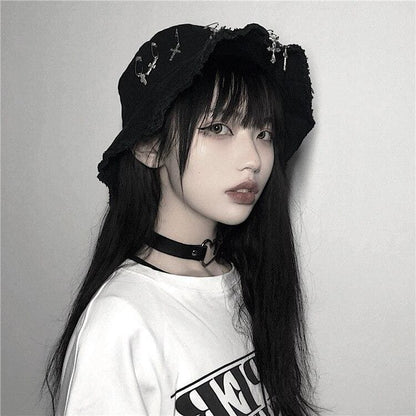 Crossed Safety Pin Bucket Hat MK339 - KawaiiMoriStore