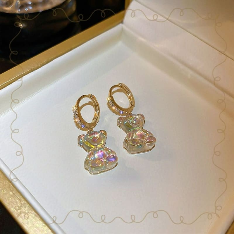 Crystal bear earrings - earrings