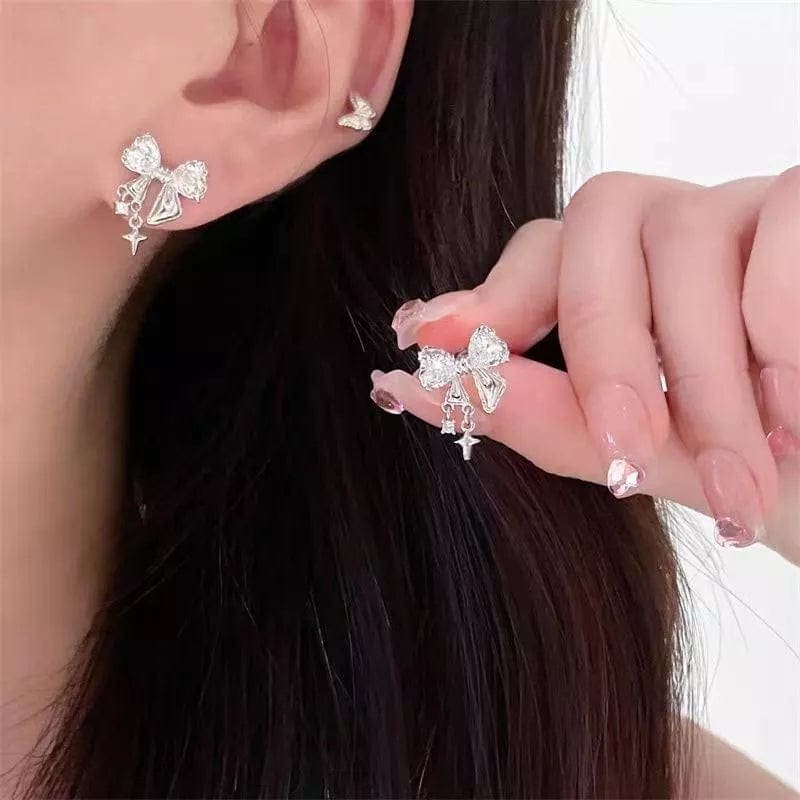 Crystal Bow Earrings - earrings